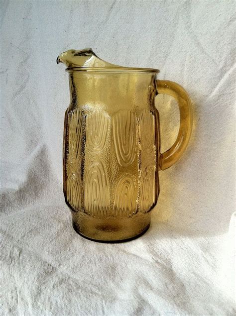 Vintage Amber Glass Pitcher By Somethingcolorful On Etsy 1500 Vintage Pitchers Glass