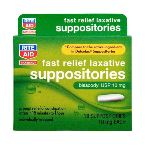 Rite Aid Fast Relief Laxative Suppositories Bisacodyl Usp Mg