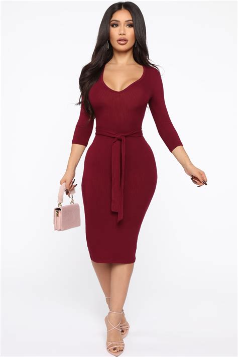 In The Long Run Midi Dress Burgundy Fashion Nova Dresses Fashion