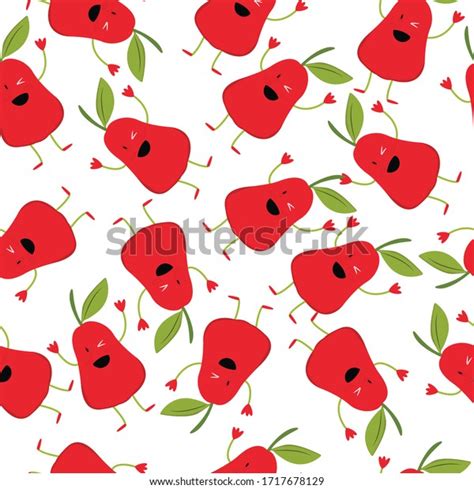 Rose Apple Fruit Seamless Pattern Can Stock Vector Royalty Free