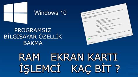 Windows 10 Bilgisayar Özellikleri Nasıl Bakılır Özellik Öğrenme