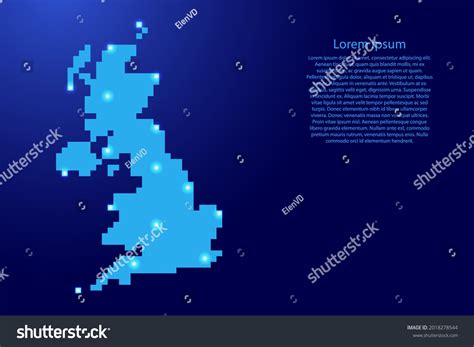 United Kingdom Map Silhouette Blue Square Stock Vector Royalty Free