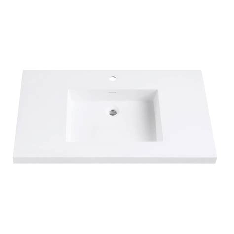 Avanity Versastone 37 In X 22 In Matte White Solid Surface Integral Single Sink Bathroom Vanity