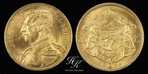 Hk Precious Collectibles Francs Gold Coin King Albert I Belgium