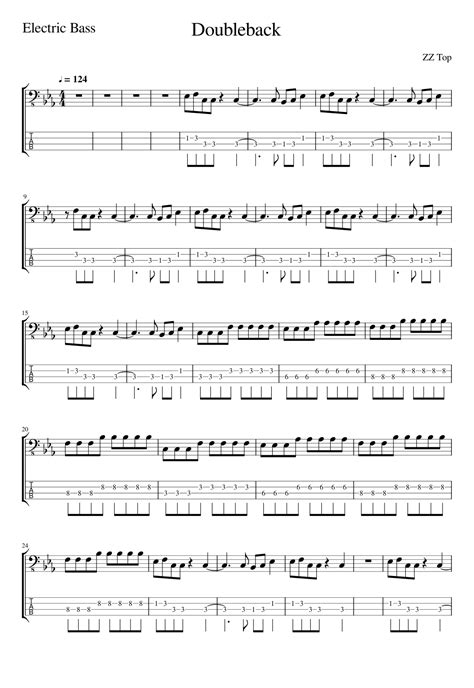 Doubleback Arr Tracy Dean Mccallum Sheet Music Zz Top Bass Guitar Tab