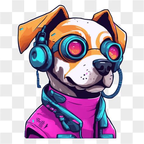 Download Cartoon Dog With Headphones And Glasses Illustration Cartoons