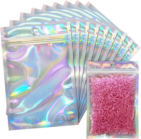 EgticLive Lot De 100 Sacs En Mylar Refermables Couleur Holographique