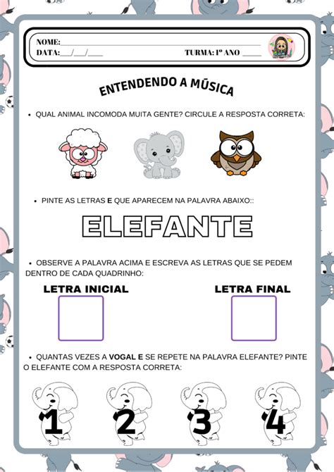 SEQUÊNCIA DE ATIVIDADES ELEFANTE Dicas de Atividades