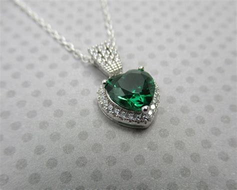 Emerald Green CZ Heart Pendant 925 Sterling Silver 1 7ct Etsy