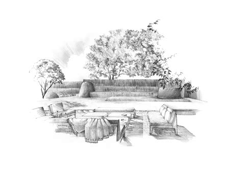 Main Lawn East Hampton Pencil Drawing By Alan Hughes Hampton Garden Drawing Commissions Fine