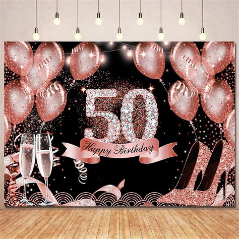 Ayayiya 50th Birthday Backdrop Banner Decorations For