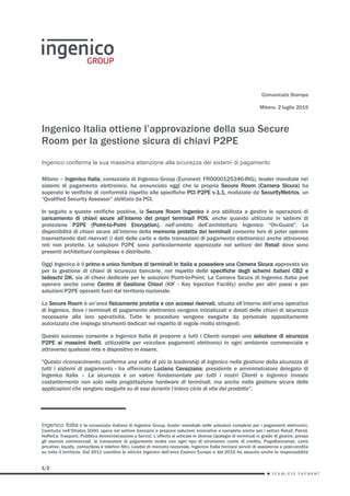 Ingenico Secure Room Certificata P2PE Comunicato Stampa PDF