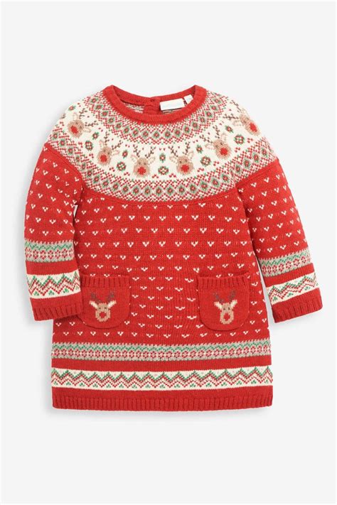 Buy JoJo Maman Bébé Red Reindeer Fair Isle Knitted Dress from Next Ireland