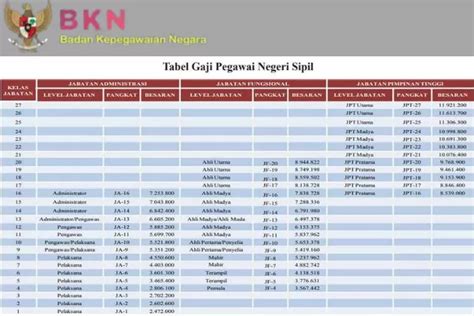 Berikut Bocoran Tabel Gaji Single Salary Dari Laman BKN PNS Jabatan