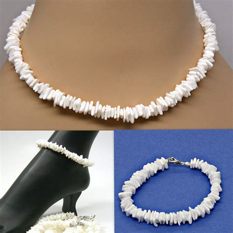 Puka Sea Shell Necklace Choker Anklet Or Bracelet White Square Cut