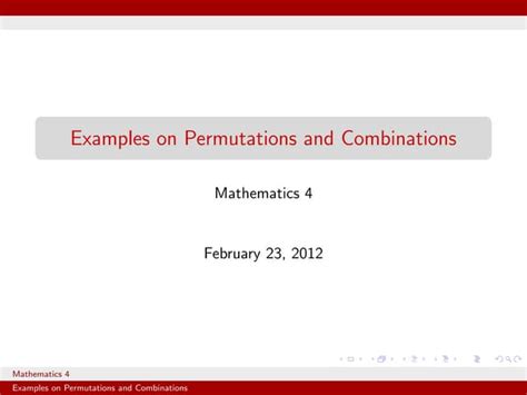 Permutations and combinations examples | PPT