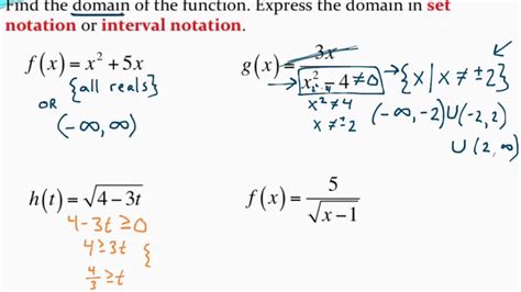 Writing Domain In Set Notation And Interval Notation Youtube