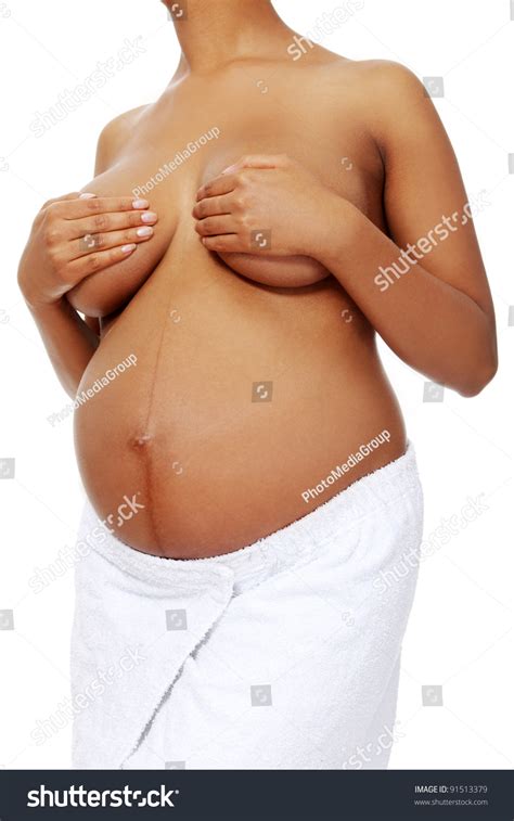Naked Pregnant Woman Holding Her Breast Stock Photo 91513379 Shutterstock