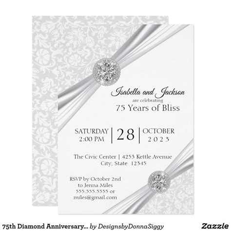 75th Diamond Anniversary Design Invitation Zazzle Anniversary