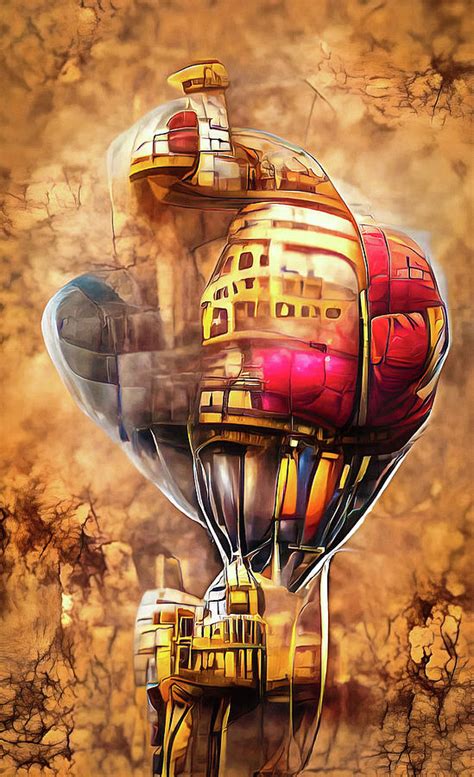 Steampunk Transportation 01 Hot Air Balloon Digital Art By Matthias Hauser