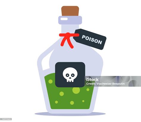 Vial With Green Poison Poison A Person Flat Vector Illustration Stock