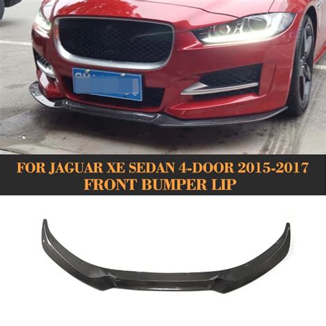 Carbon Fiber Front Bumper Chin Lip Spoiler For Jaguar XE Sedan 4 Door