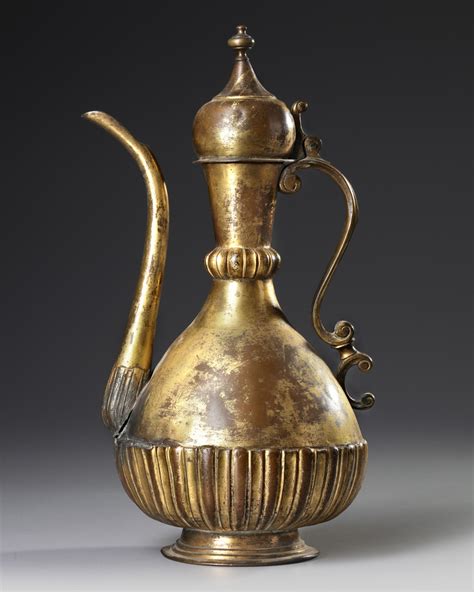 An Ottoman Gilt Copper Tombak Ewer Turkey 18th Century