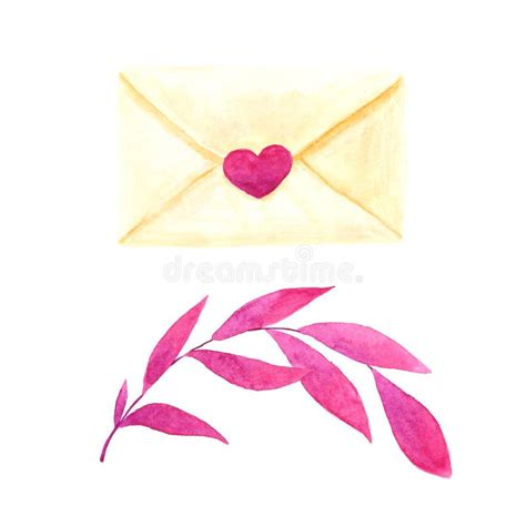 Feuille Rose Aquarelle Romantique Et Une Lettre D Amour Photo Stock Image Du Effet Acrylique