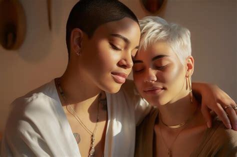 Premium Ai Image Lovely Lesbian Couple Having A Good Time Practicing Mindfulness Meditation