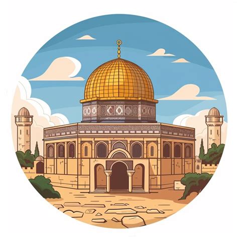 Al Aqsa Mosque Illustration Icon Cartoon Graphic Premium Ai Generated