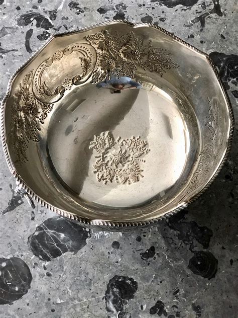 English Vintage Silver Plated Georgian Style Footed Punch Bowl