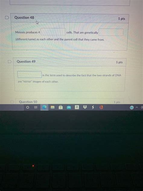 Solved Question Pts Melosis Produces Cells That Are Chegg