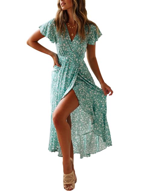 Sexy Dance Boho Beach Floral Polka Dot Printed Maxi Dress For Women