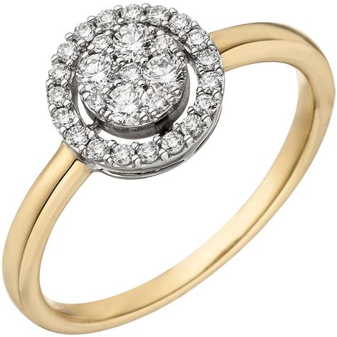 SIGO Damen Ring 585 Gold Gelbgold Weißgold bicolor 28 Diamanten