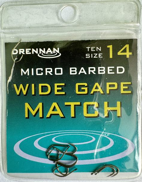 Drennan Size Wide Gape Match Spade End Hooks Mb