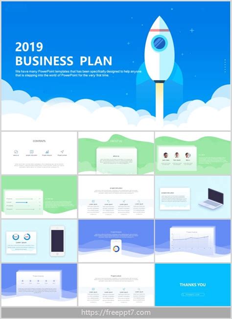 Business PPT Template: Blue and White Design