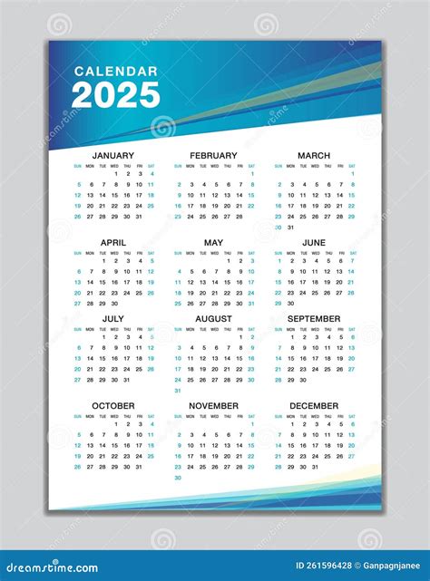 Wall Calendar 2025 Template Desk Calendar 2025 Design Week Start