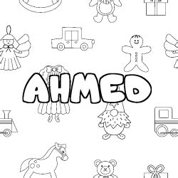 Coloriage prénom AHMED Sans Dépasser