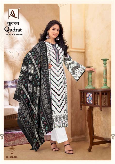 Alok Qudrat Black And White Cotton Salwar Suit Catalog Pcs