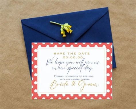 Save The Date Wedding Card Digital Double Sided Made To Order Retro Red