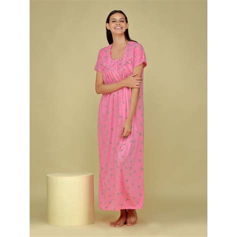 Velure Half Sleeve Nighty R With Flower Print Pink Buy Velure Half