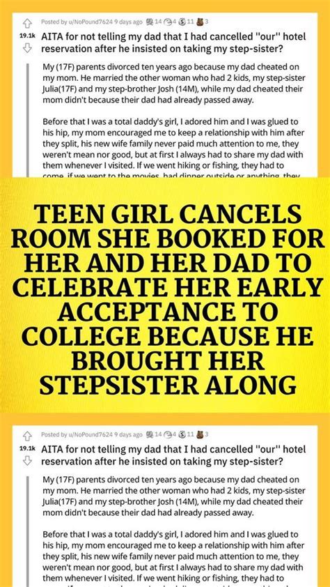 Teen Girl Cancels Room She Booked For Her And Her Dad To Celebrate Her