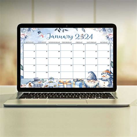 Editable January Calendar Printable Wall Calendar Fillable