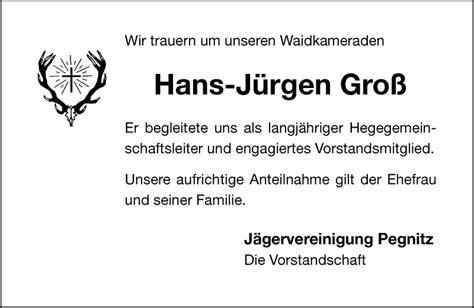 Traueranzeigen Von Hans J Rgen Gro Nordbayerischer Kurier