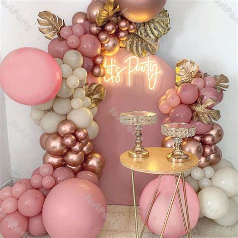 119pcs Dusty Pink And Chrome Rose Gold Balloon Arch Garland Etsy