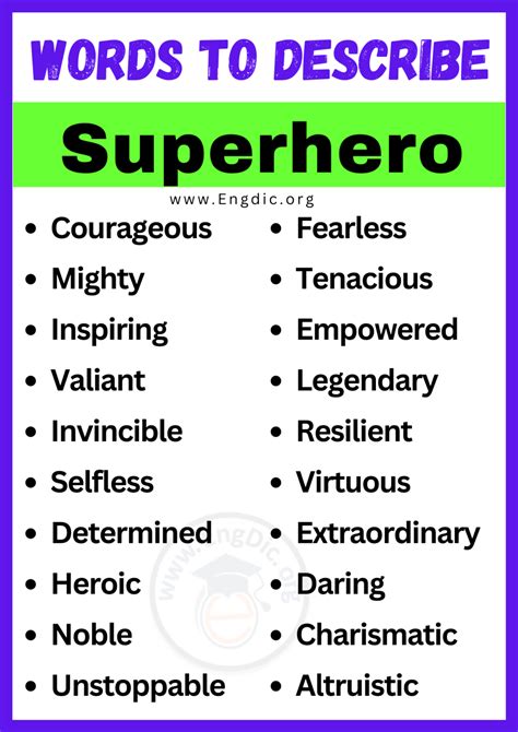 20 Best Words To Describe Superhero Adjectives For Superhero Engdic