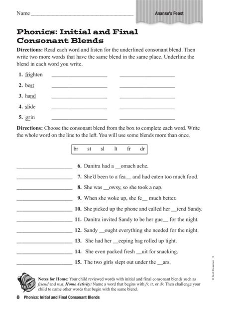 Consonant Blend Worksheet 4th Grade