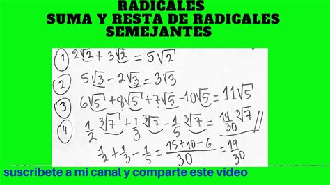 Suma Y Resta De Radicales Semejantes Ejemplos De AplicaciÓn Varios