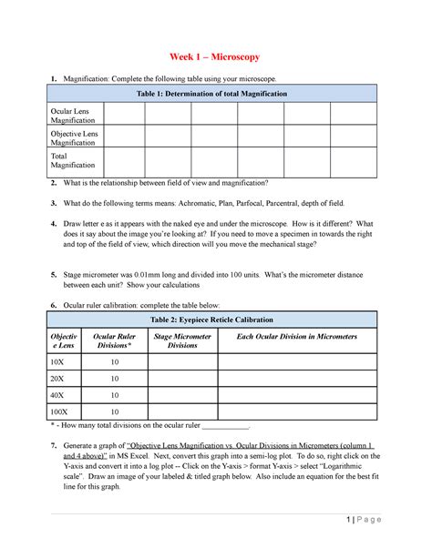 Week 1 Ocular Ruler Calibration Magnification Resolution Scale Bar