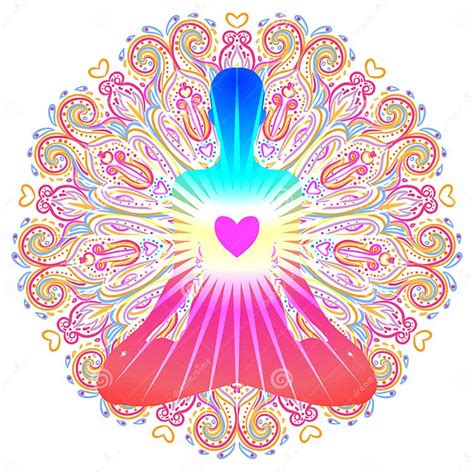 Heart Chakra Concept Inner Love Light And Peace Stock Vector